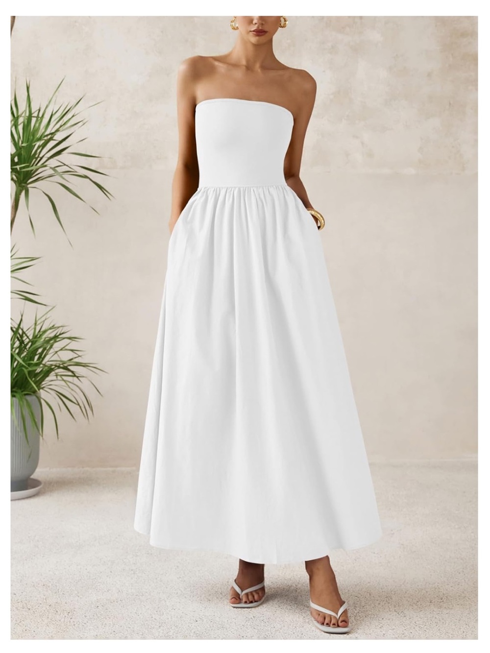 Strapless White Maxi Dress - Summer Dress - Picture 2 of 10